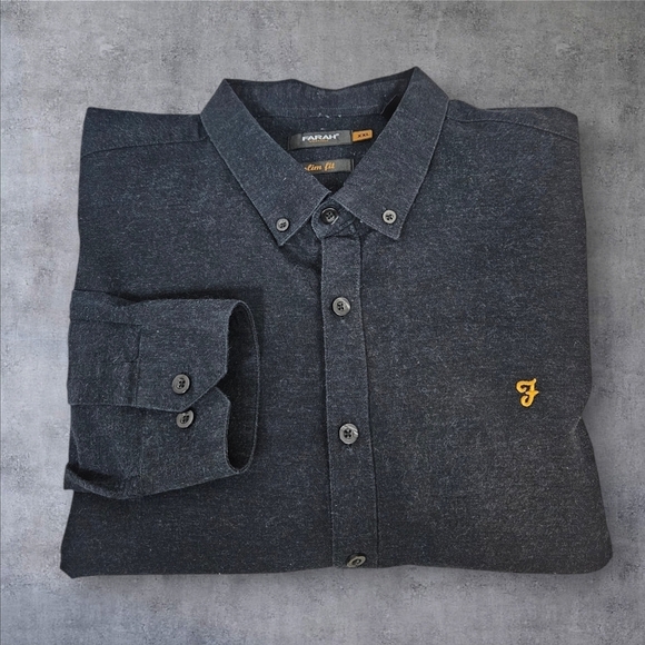 Farah Dark Gray Kreo Slim Fit Button Down Casual Shirt Size XXL Men's T19‎ - Picture 1 of 11